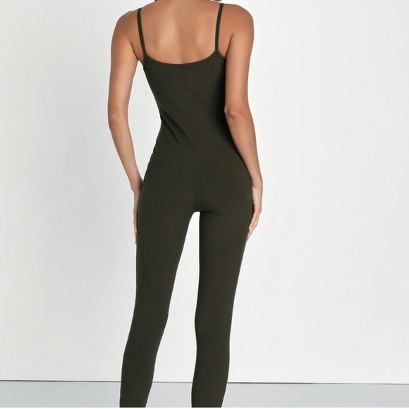 NWT Lulus Hunter Green Ribbed Jumpsuit - Picture 3 of 6